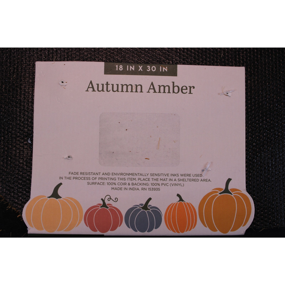 Coir Welcome Door Mat, Pumpkins, 4lbs. Autumn Amber Thanksgiving 18x30 Non-Slip