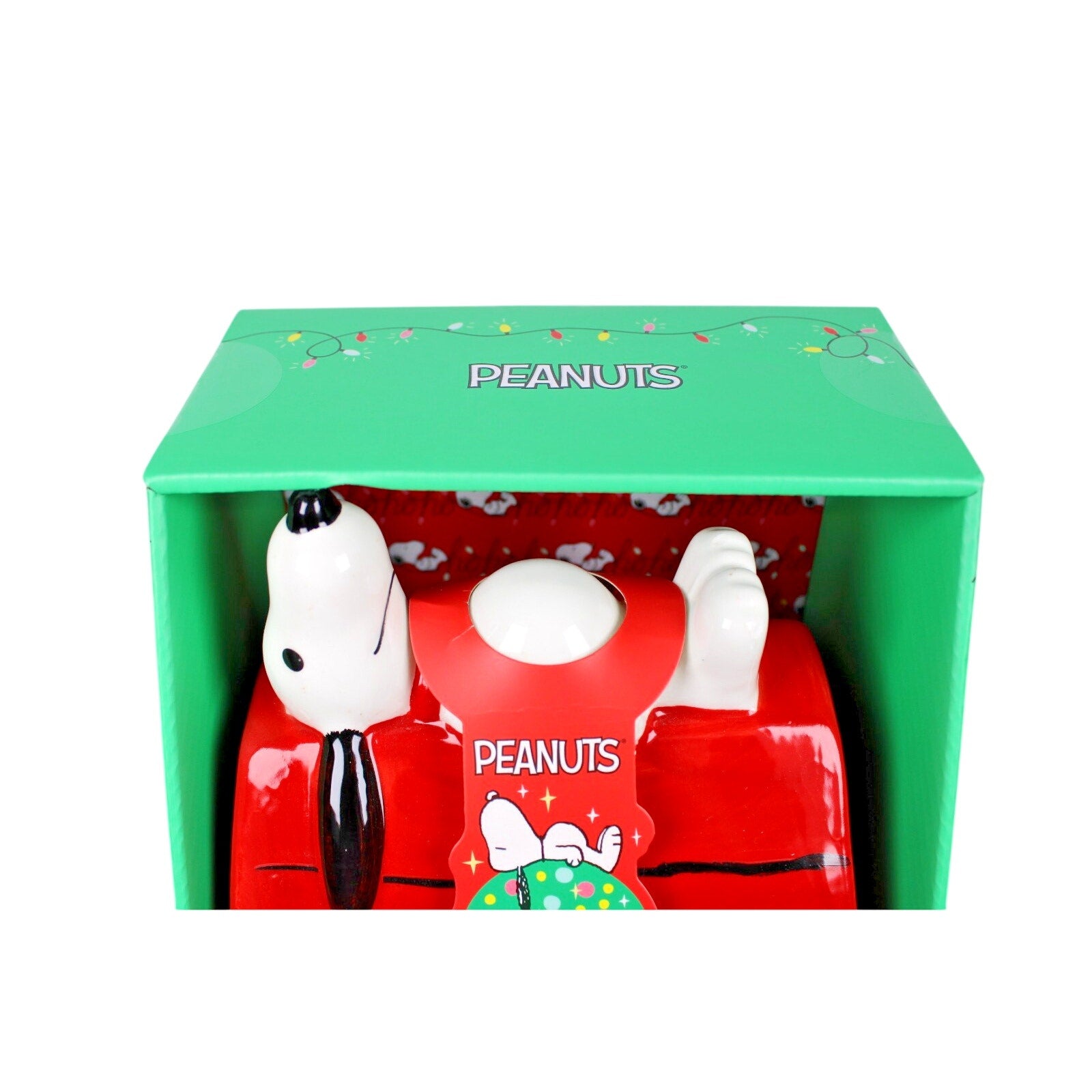 Peanuts Snoopy Ceramic Cookie/ Dog Treat Jar Collectible Red Doghouse w/ Cookies