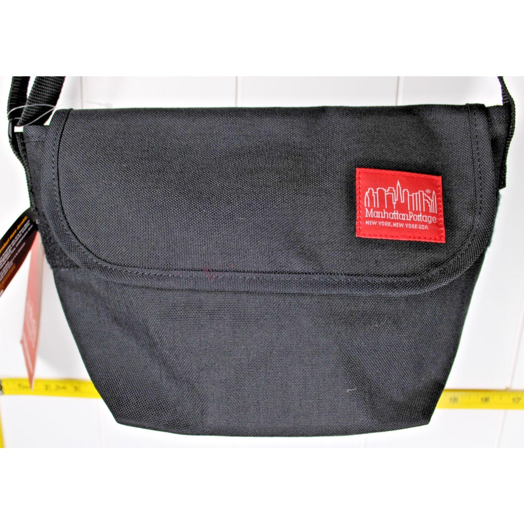 Manhattan Portage Messenger Bag Hook-and-Loop Closure Zip Pocket BLACK