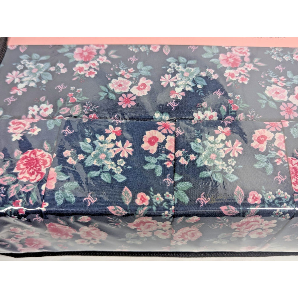 Juicy Couture Floral Roses Navy 6PC Queen Sheet Set JC logos