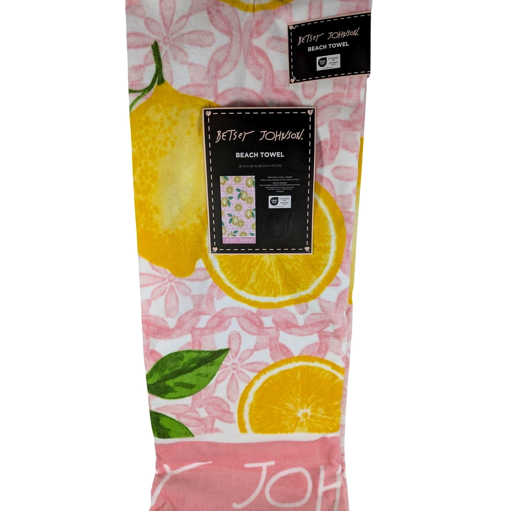 Betsey Johnson Beach Towel 36"x68" Lemons, 100% Cotton