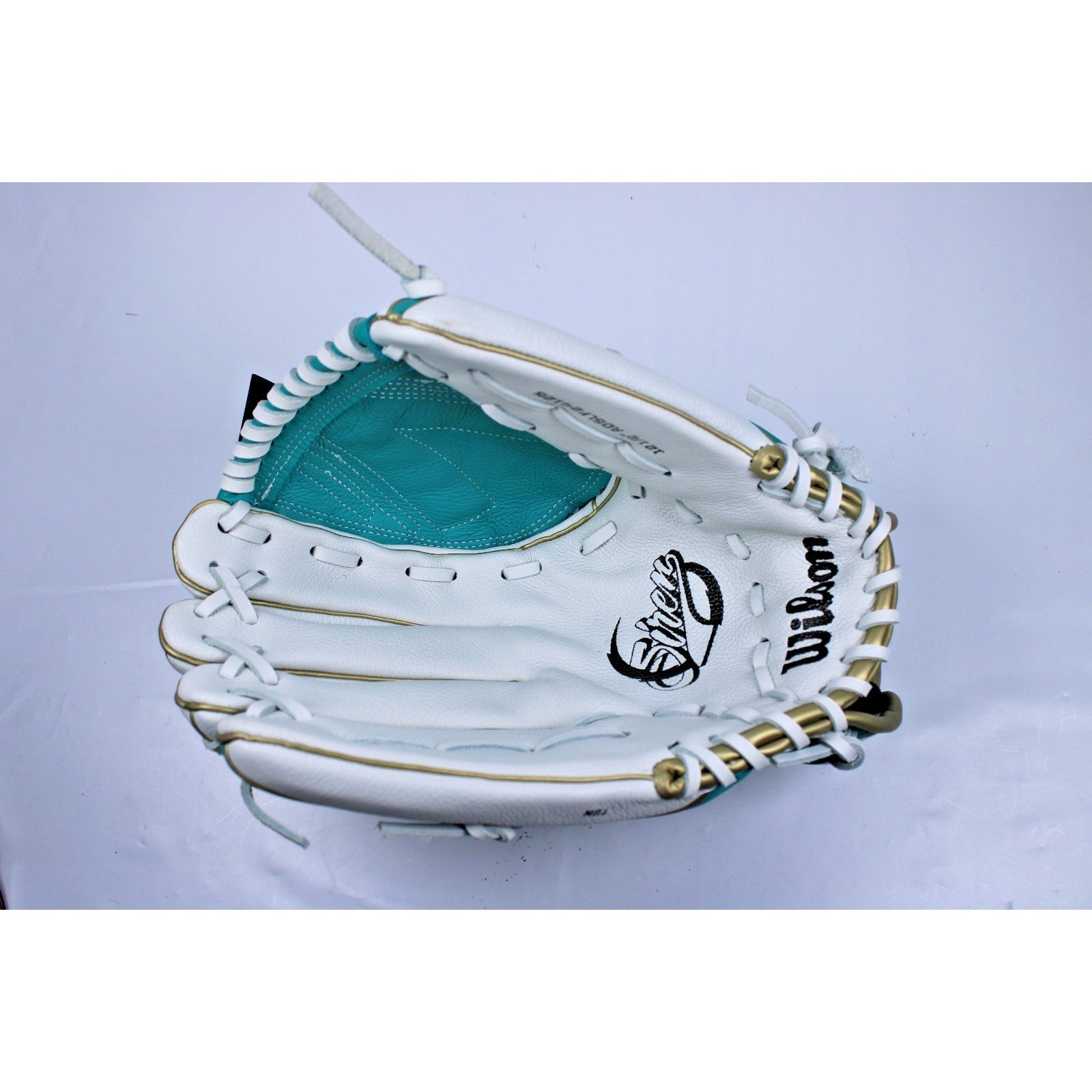Wilson A500 Left Handed Throw 12.5” Baseball Glove White- Turquoise