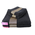 JUICY COUTURE 4psc Cotton BLACK, Gold Stripes, 2 Bath Towels, 2 Hand Towels