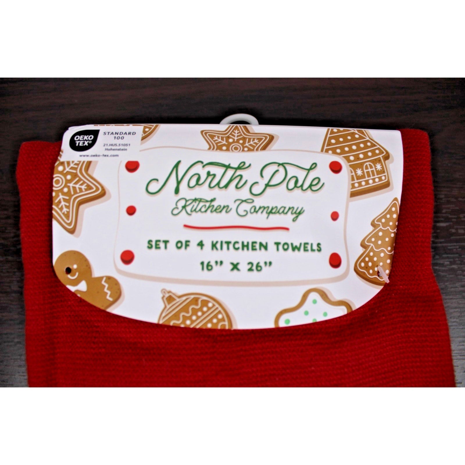 Gingerbread Cookie Man, 4-pc cotton Kitchen Towels 16" x 26" Christmas Holiday