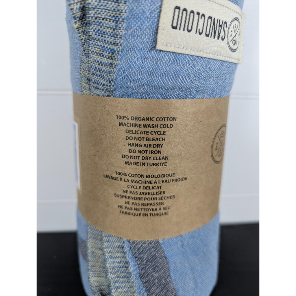 Sand Cloud Beach Towel Turtle, Blue - 100% Turkish Organic Cotton - NEW