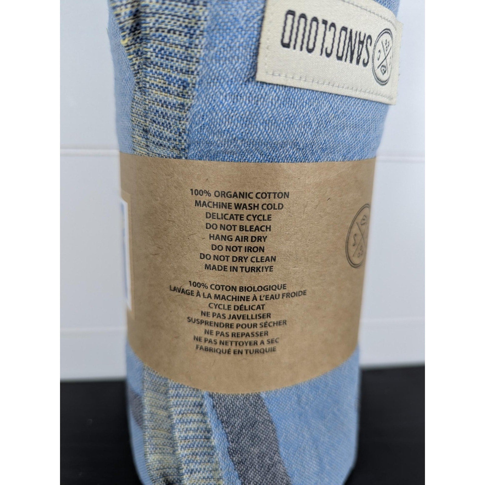 Sand Cloud Beach Towel Turtle, Blue - 100% Turkish Organic Cotton - NEW