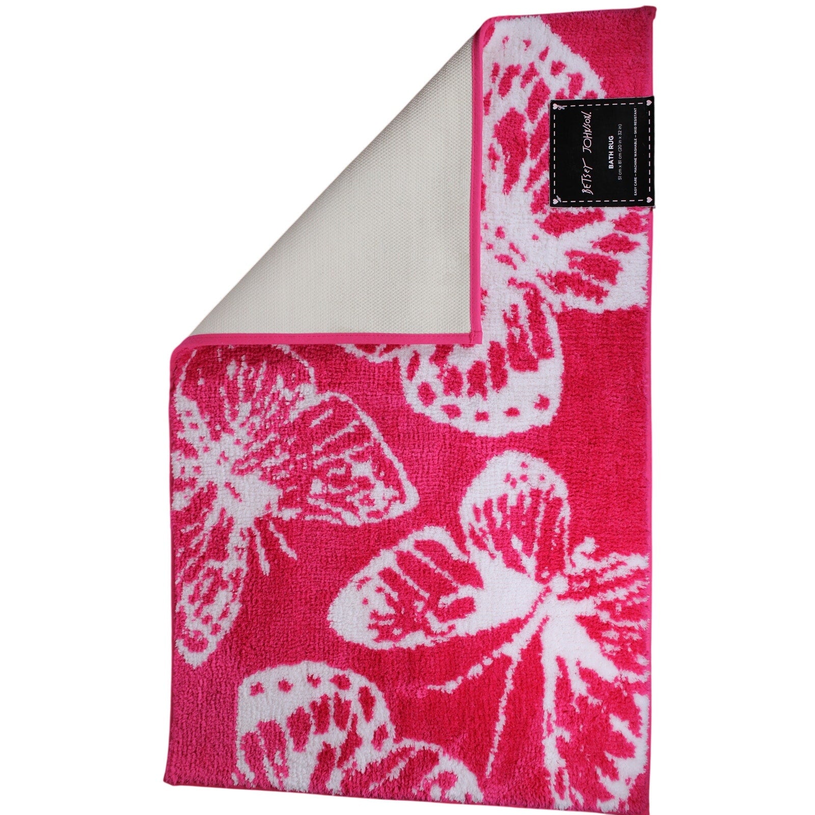 Betsey Johnson Bath Rug - Butterflies - Pink, 20"x32" Skid Resistant