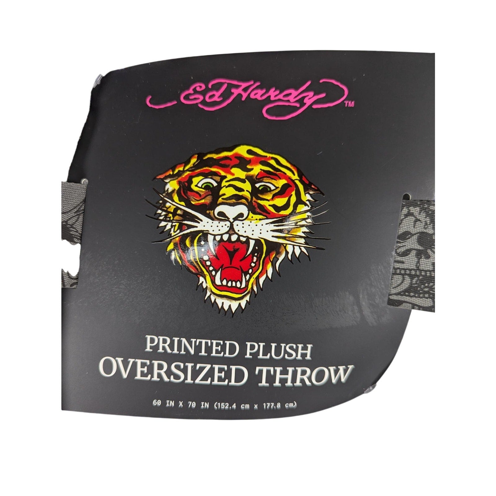 Ed Hardy Plush Oversized Throw Blanket Butterflies & Flowers 60x70