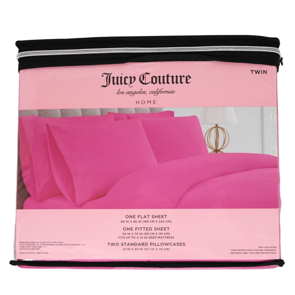 Juicy Couture Hot Pink Twin Sheet Set 4pc Fun Pink Peacock