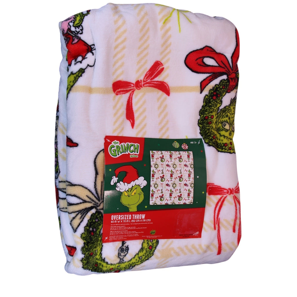 Dr. Seuss The Grinch Oversized Christmas Holiday Throw Blanket Soft Fleece