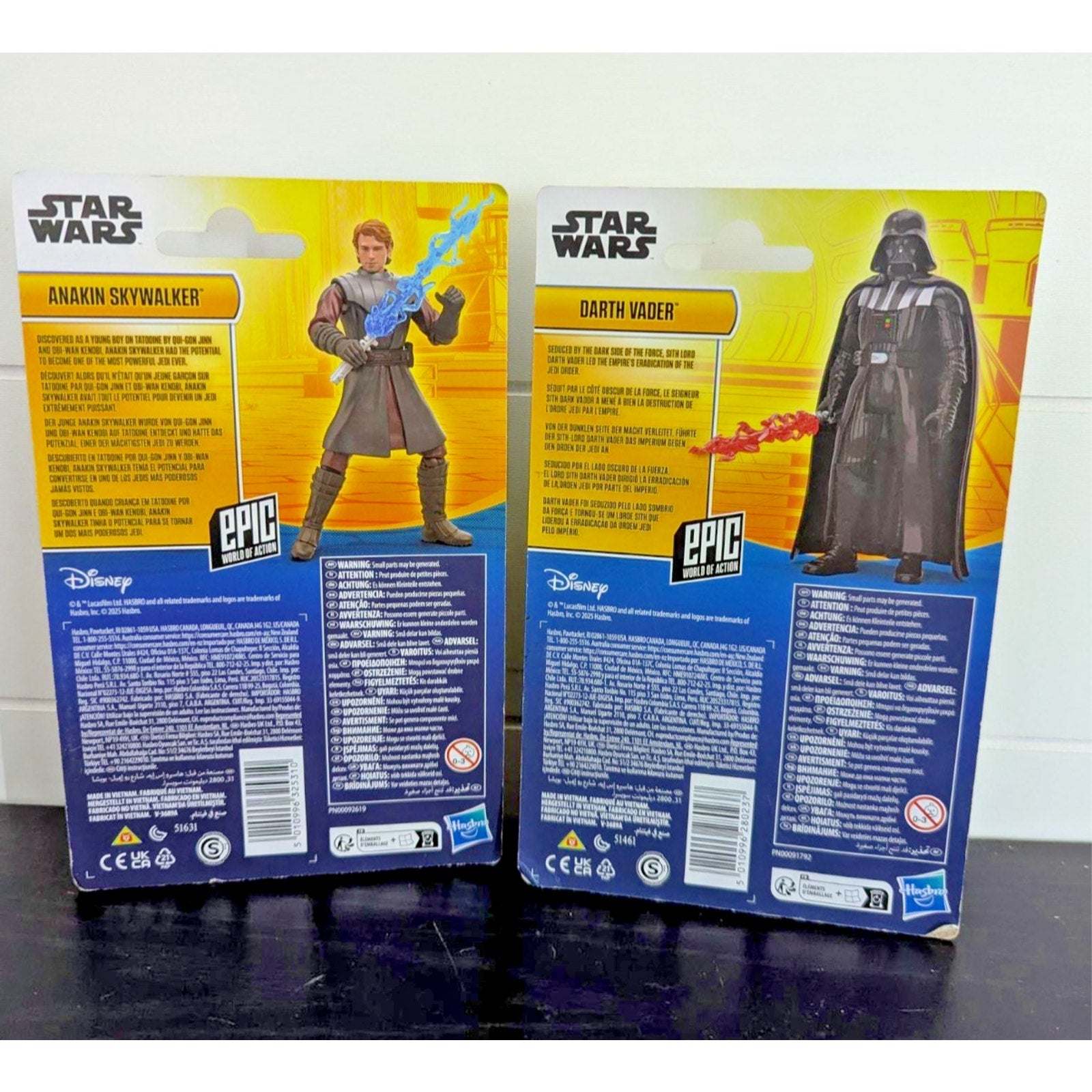 Disney Star Wars Power the Force Action Figures Skywalker, Darth Vader Set of 2