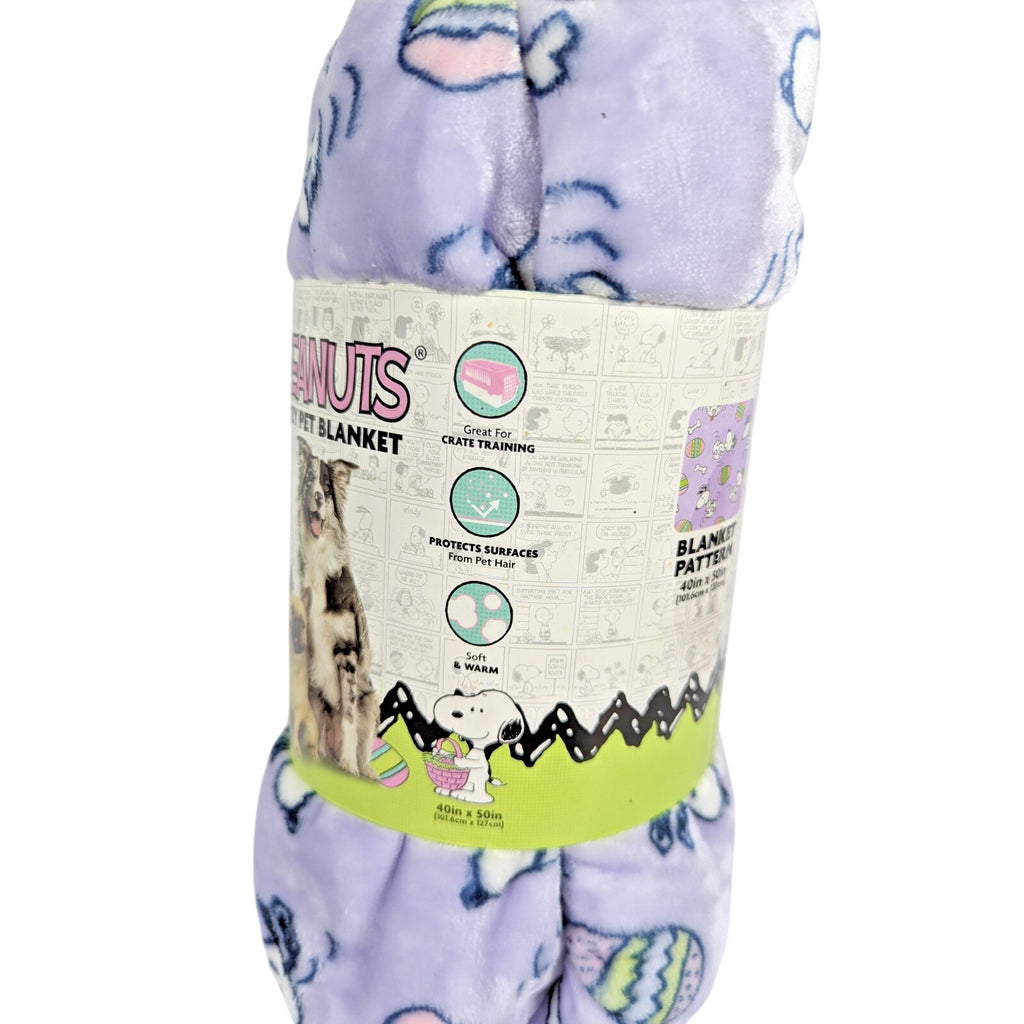 PEANUTS Cozy Sherpa Blanket for Pets - Snoopy, Easter Eggs, Bone, 40” X 50” NEW