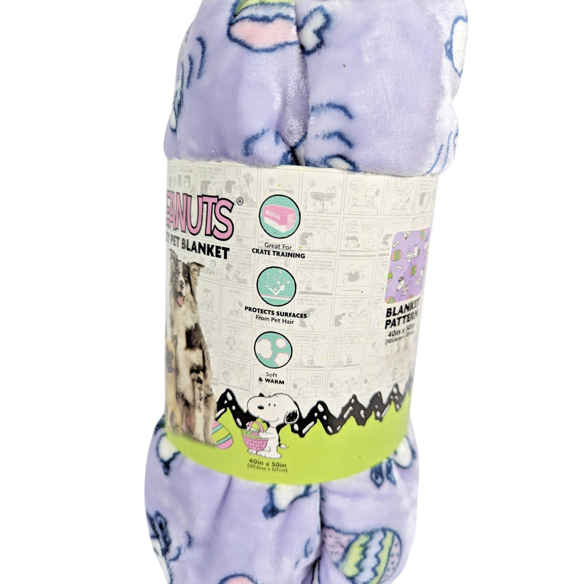 PEANUTS Cozy Sherpa Blanket for Pets - Snoopy, Easter Eggs, Bone, 40” X 50” NEW