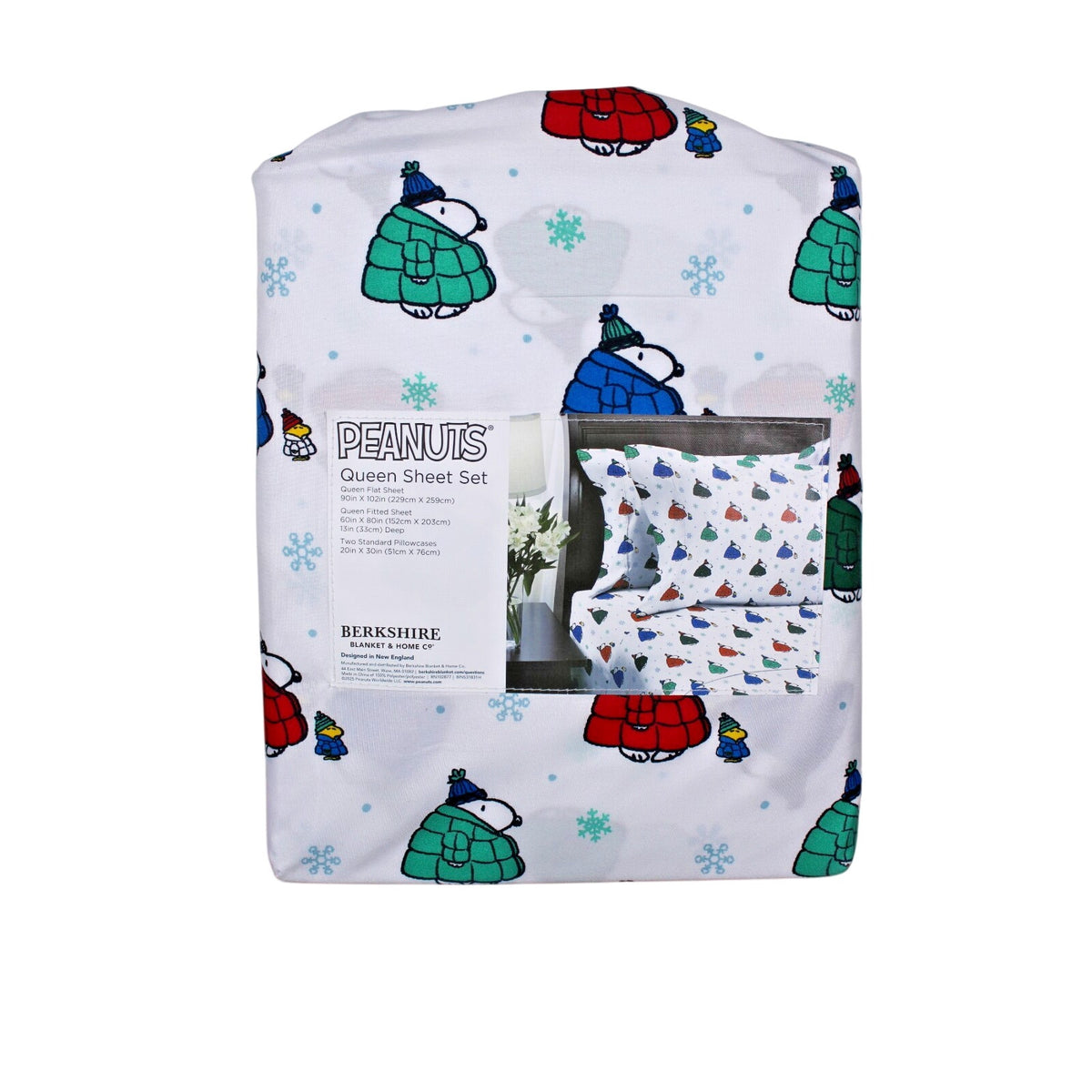 Snoopy Queen Sheet Set White Puffer Jacket Print