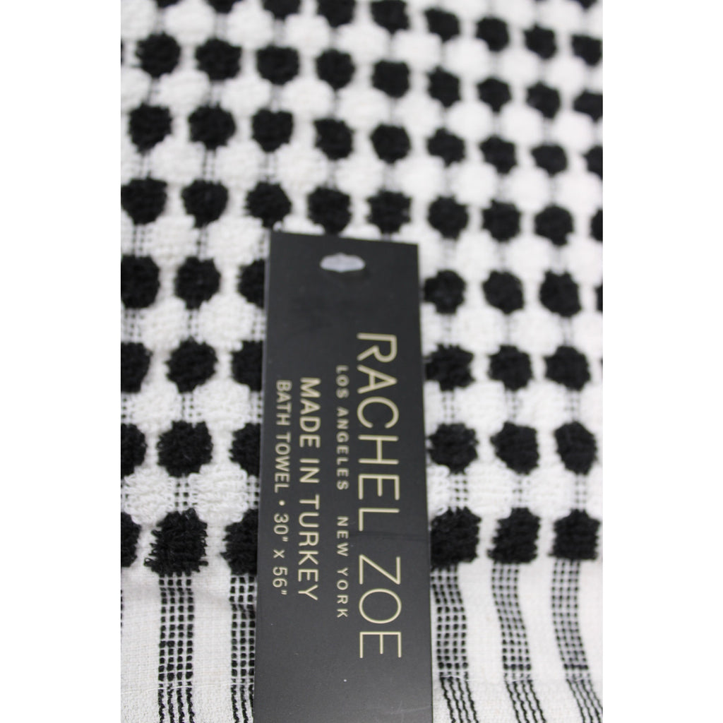 RACHEL ZOE 4pc Bath Towel Set Black White Polka Dot Bath, Hand - Turkish Towels  NEW