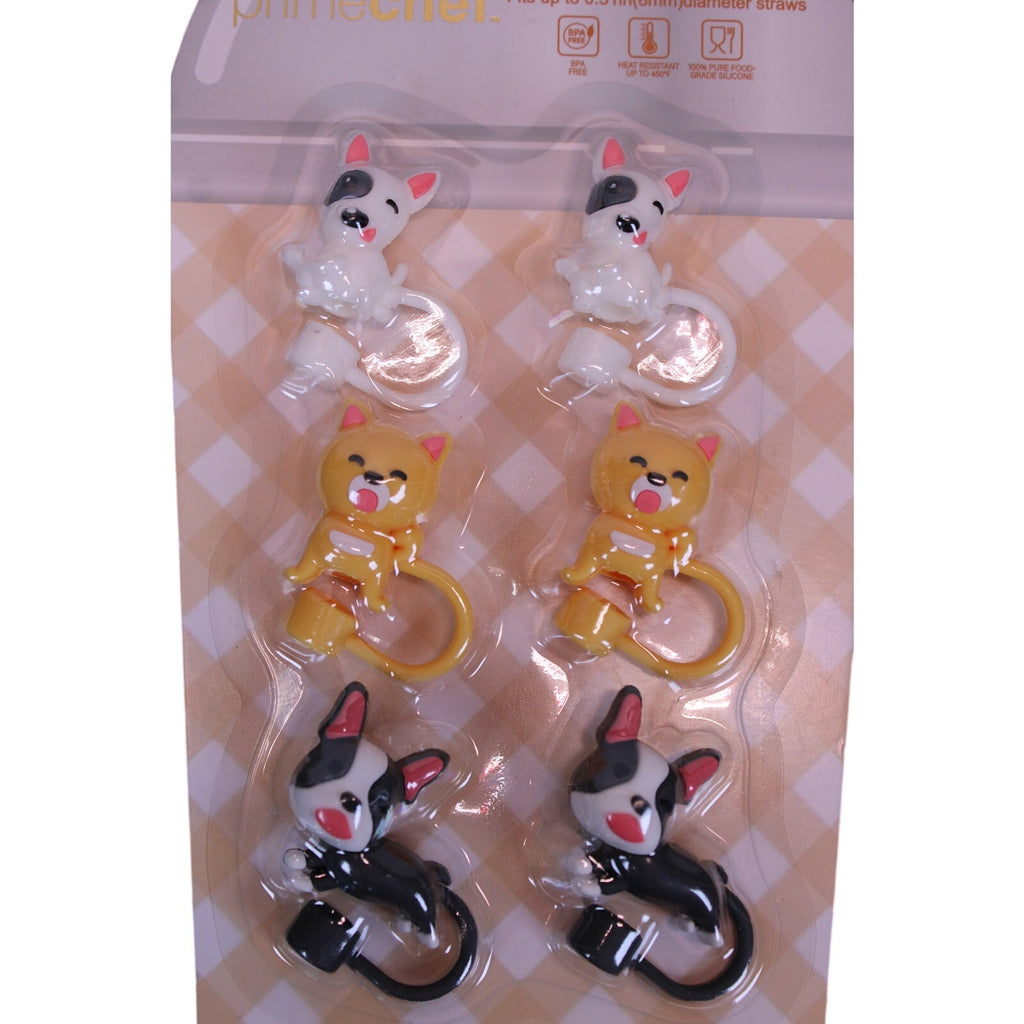 Adorable Prime Chef 6-Piece Dimensional Dog Straw Topper Set