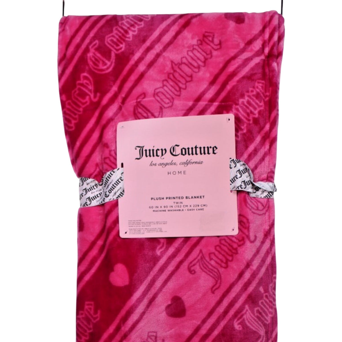 Juicy Couture 60" x 90" Pink Plush Throw Blanket Cozy Chic, Twin