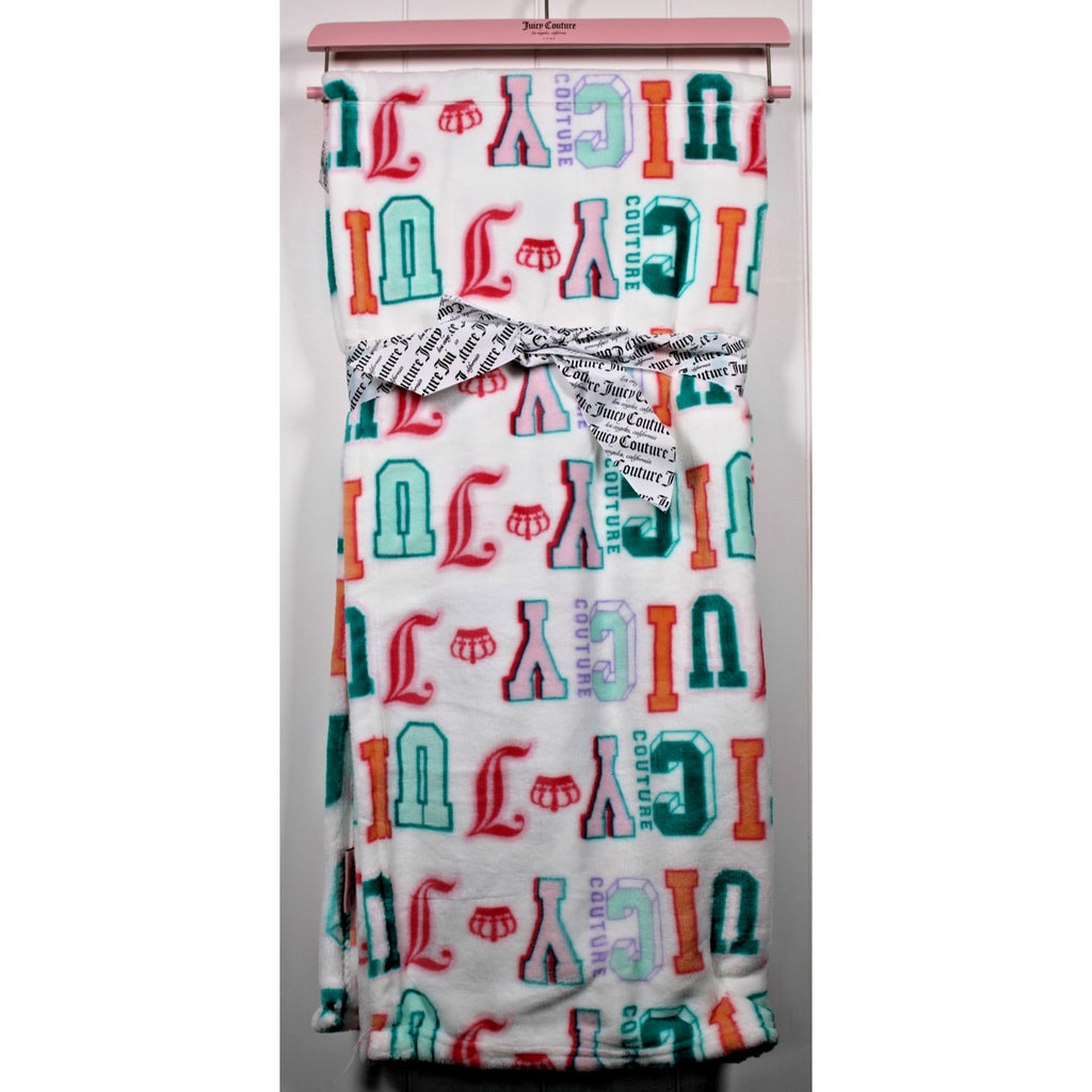 JUICY COUTURE PLUSH PRINTED THROW 50" X 60" JUICY COUTURE with CROWNS