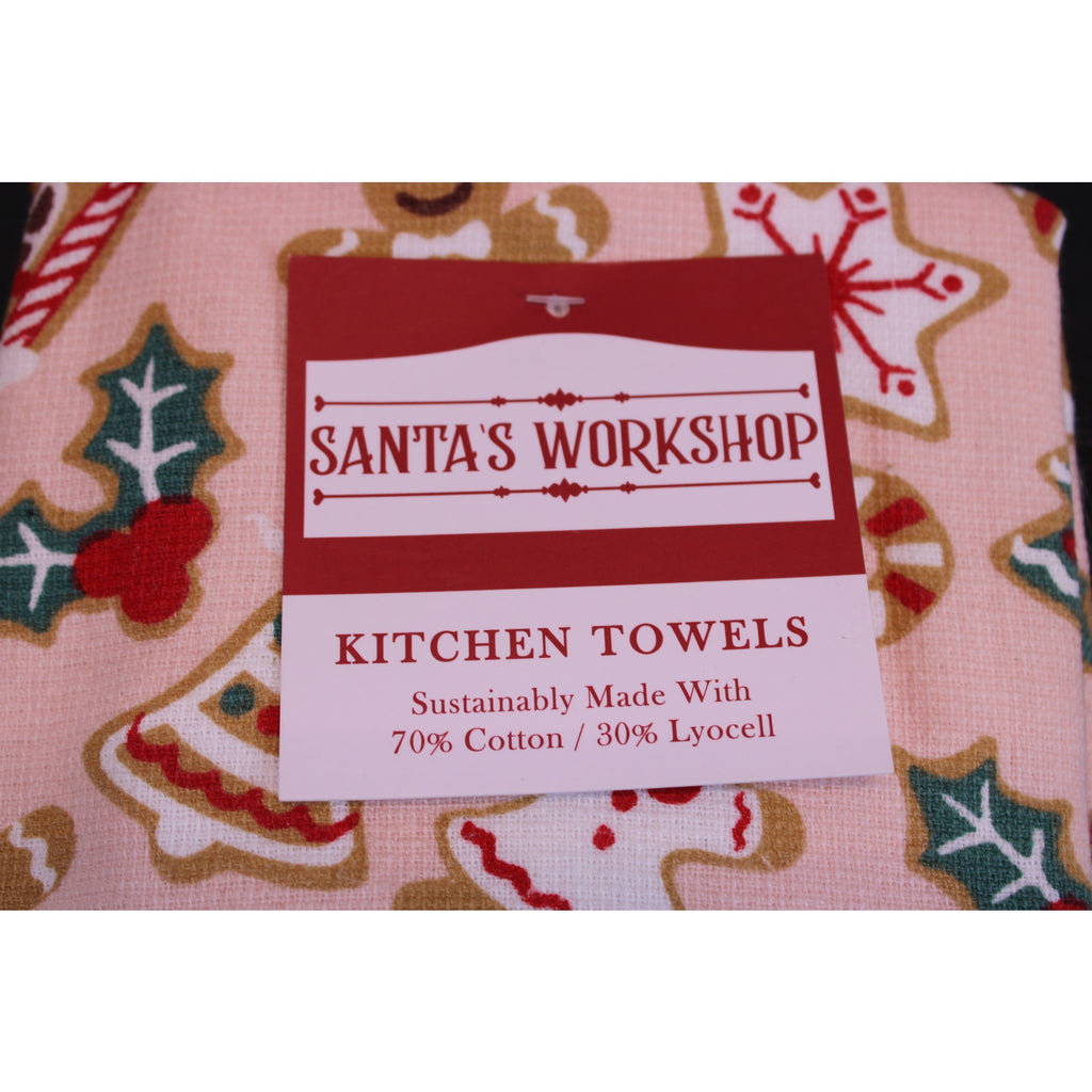 Gingerbread House Kitchen Towels Christmas Cookies Set of 2 Towels - New