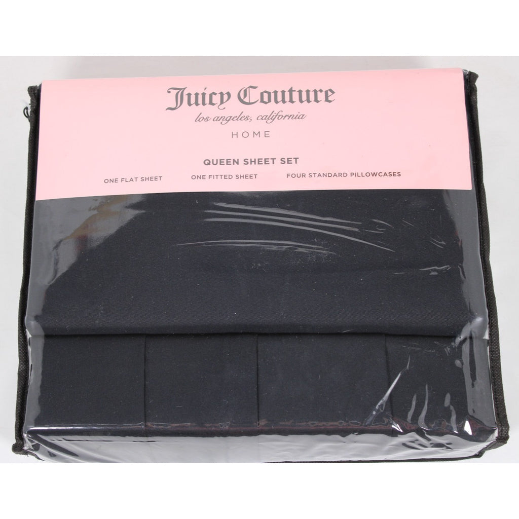 JUICY COUTURE Black QUEEN 6psc Sheet Set New