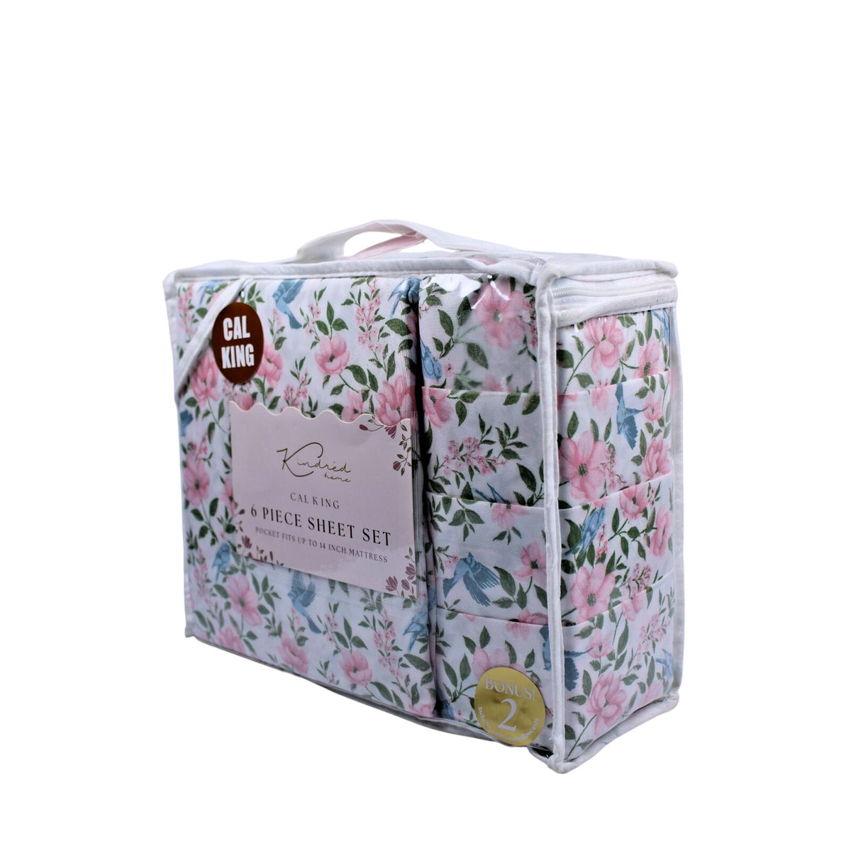 KINDRED HOME 6 pc Floral design Cal King Sheet Set 2 EX Pillowcases