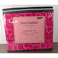 Juicy Couture Full 6pc Sheet Set, Juicy Monogram, Rose Pearl Hearts, Pink Chain