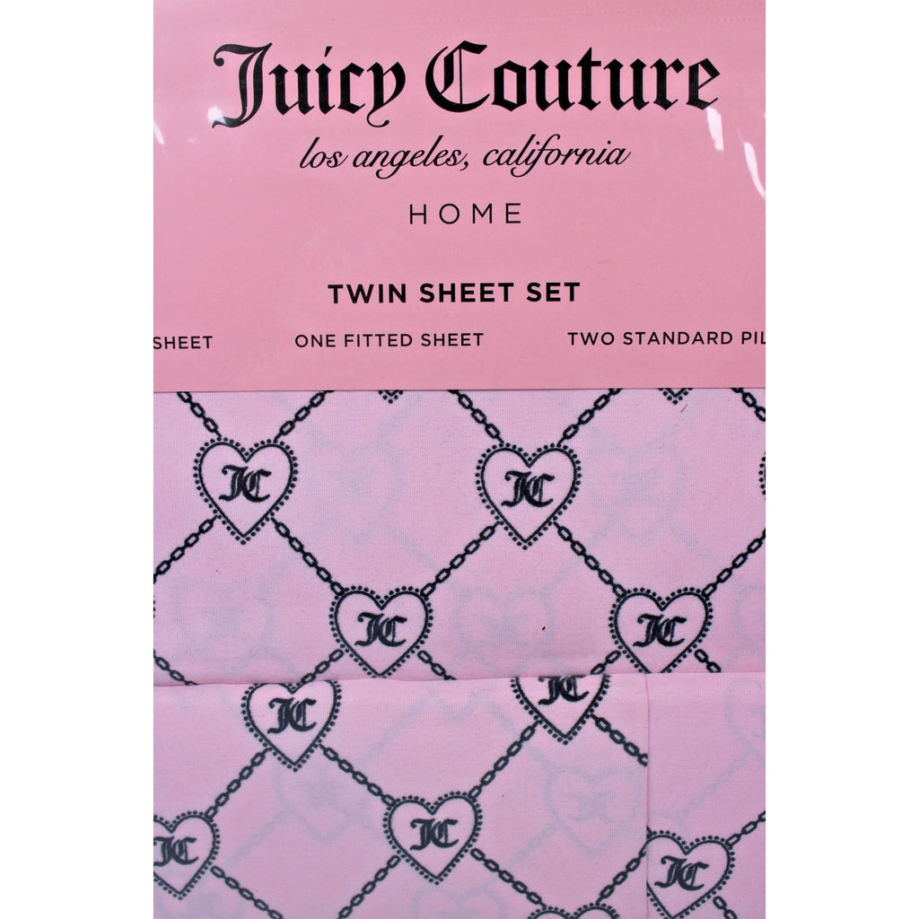 Juicy Couture Twin 4psc Bed Sheet Chains and Hearts