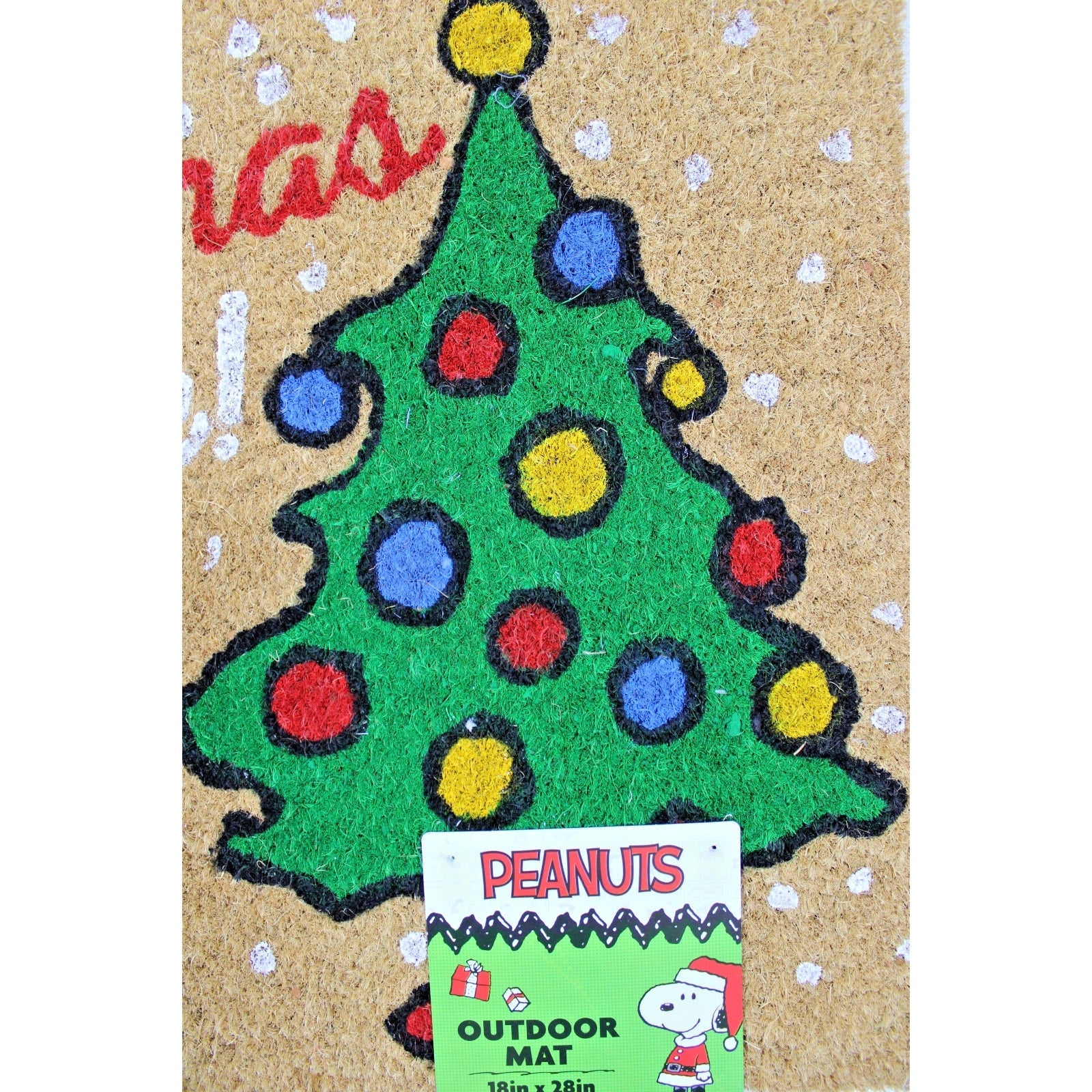 Peanuts Snoopy Woodstock "Oh Christmas Tree" Coco Coir Mat 18"x28”