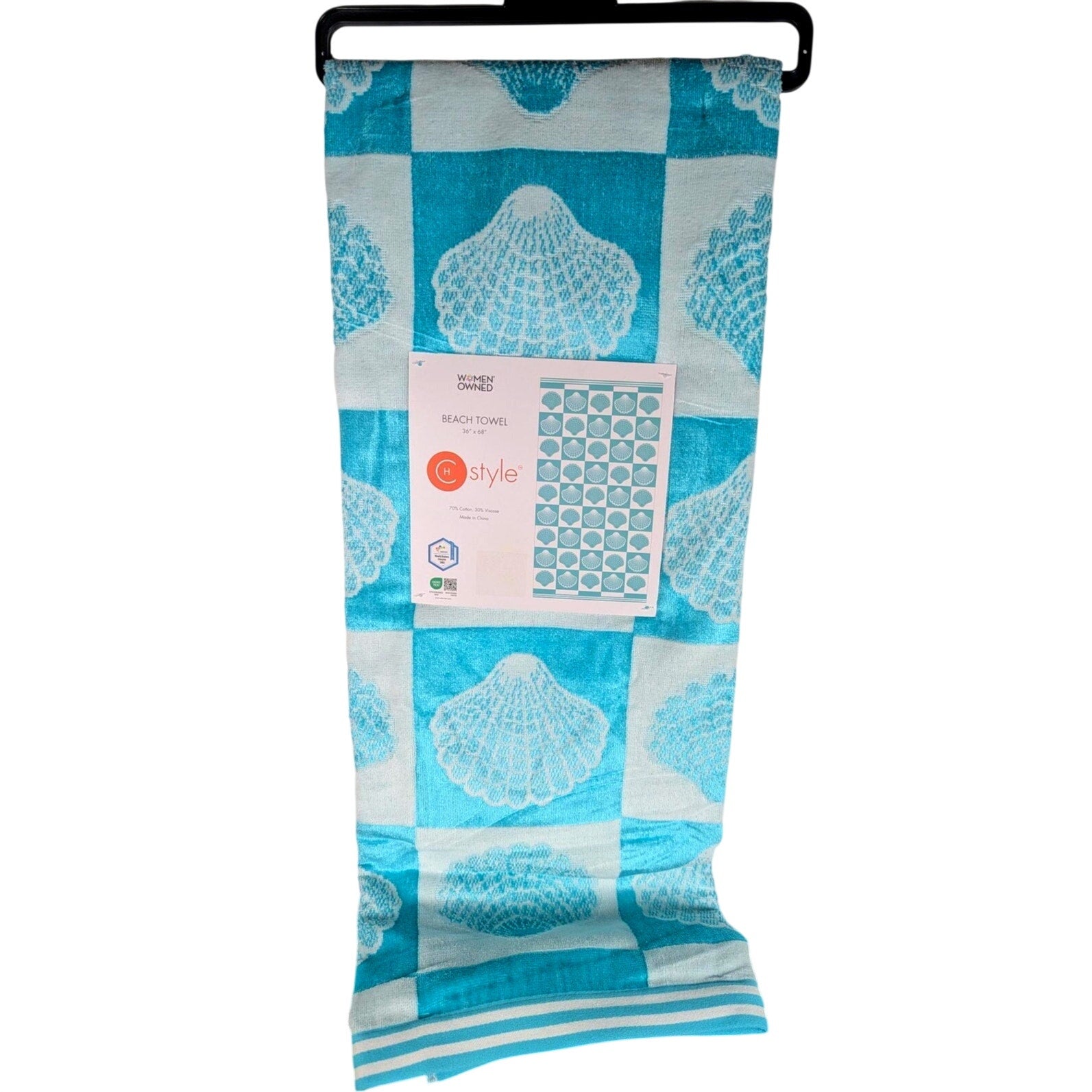 CH Style-Women Owned 36x68 Beach Towel, Sea Shells