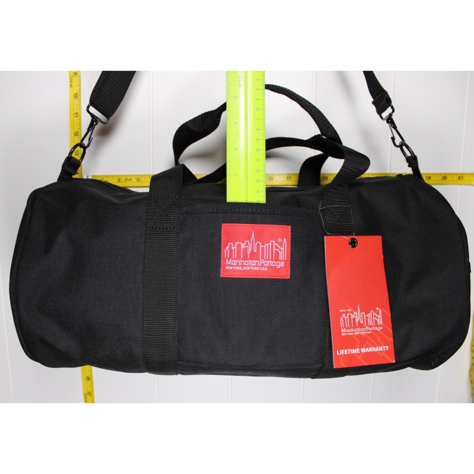 Manhattan Portage Chelsea Drum Bag Duffel, Black, 18" x 8" x 8" New NWT