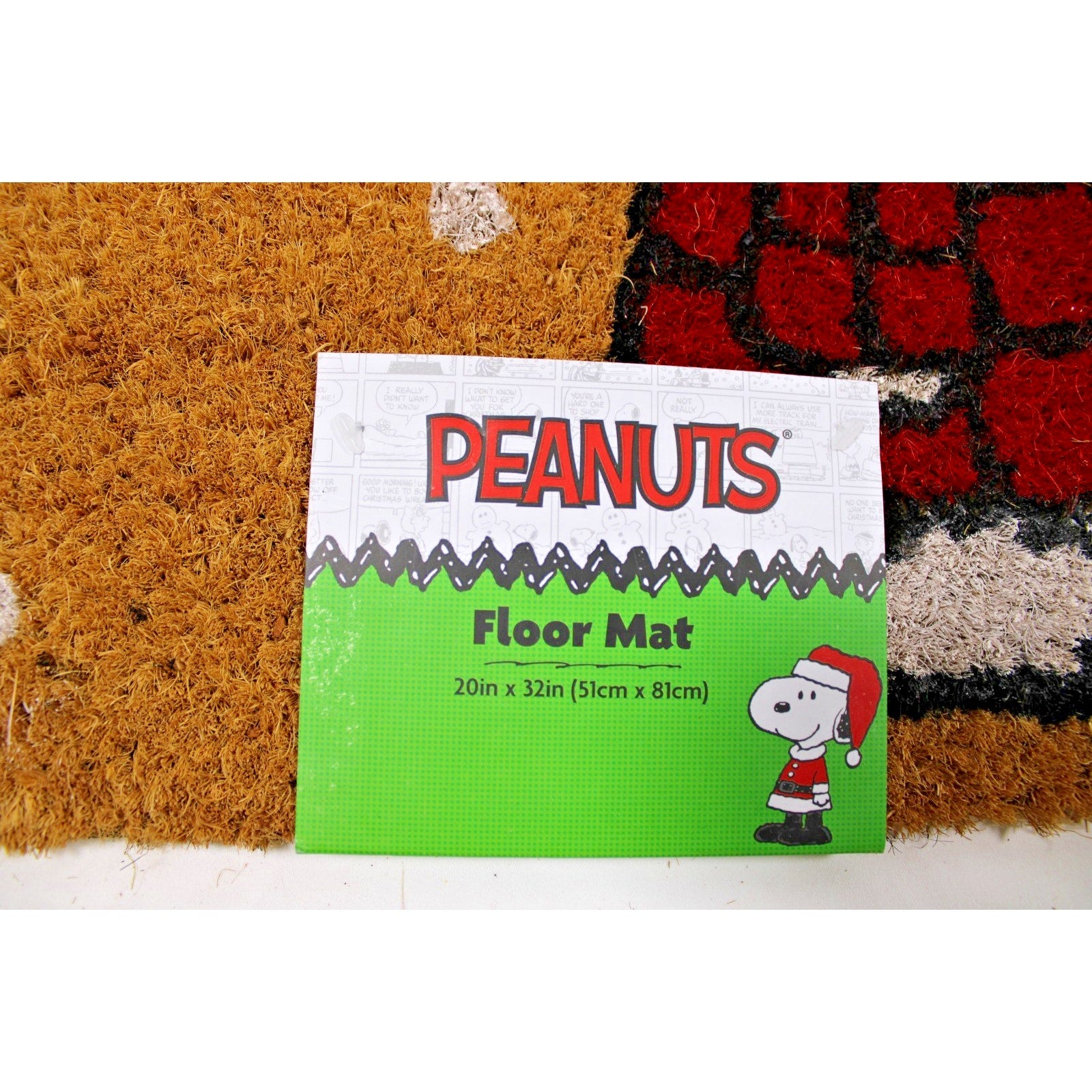 Peanuts Snoopy Woodstock Red Puffer Jacket Merry Christmas Coco Coir Mat 20"x32”