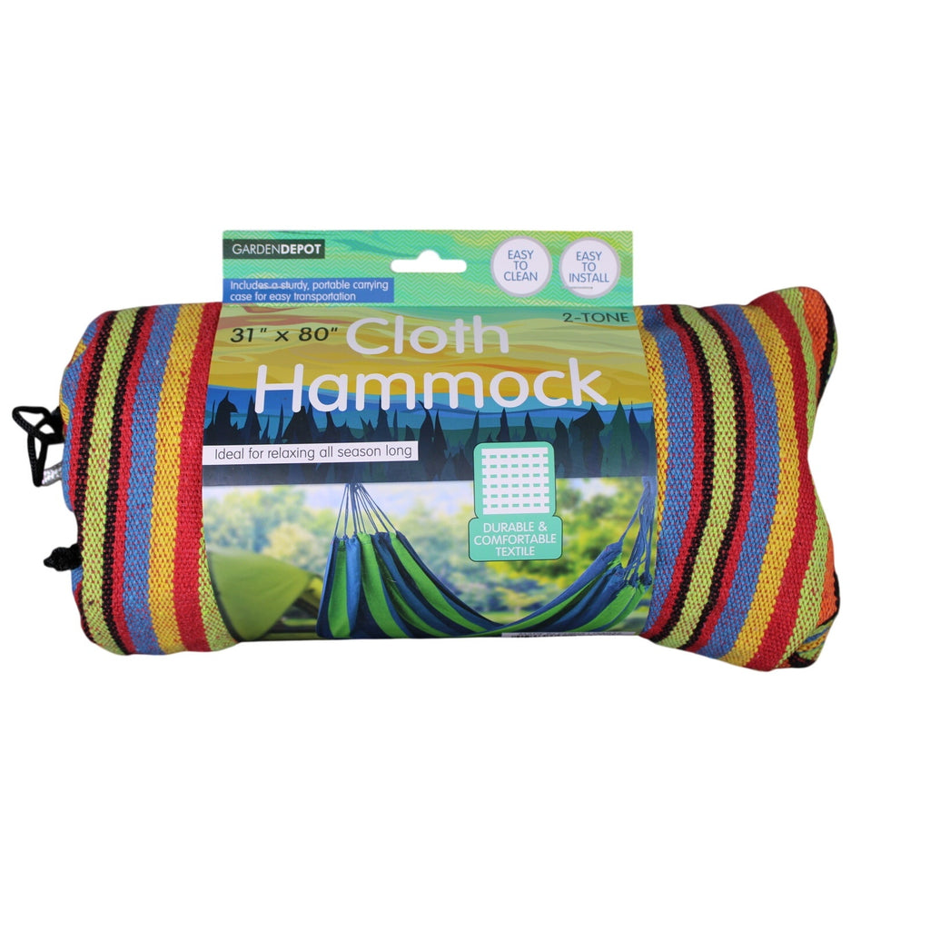 Garden Depot Cloth Hammock 2-Tone in Carrying Case, 260Lb Max Weight Capacity