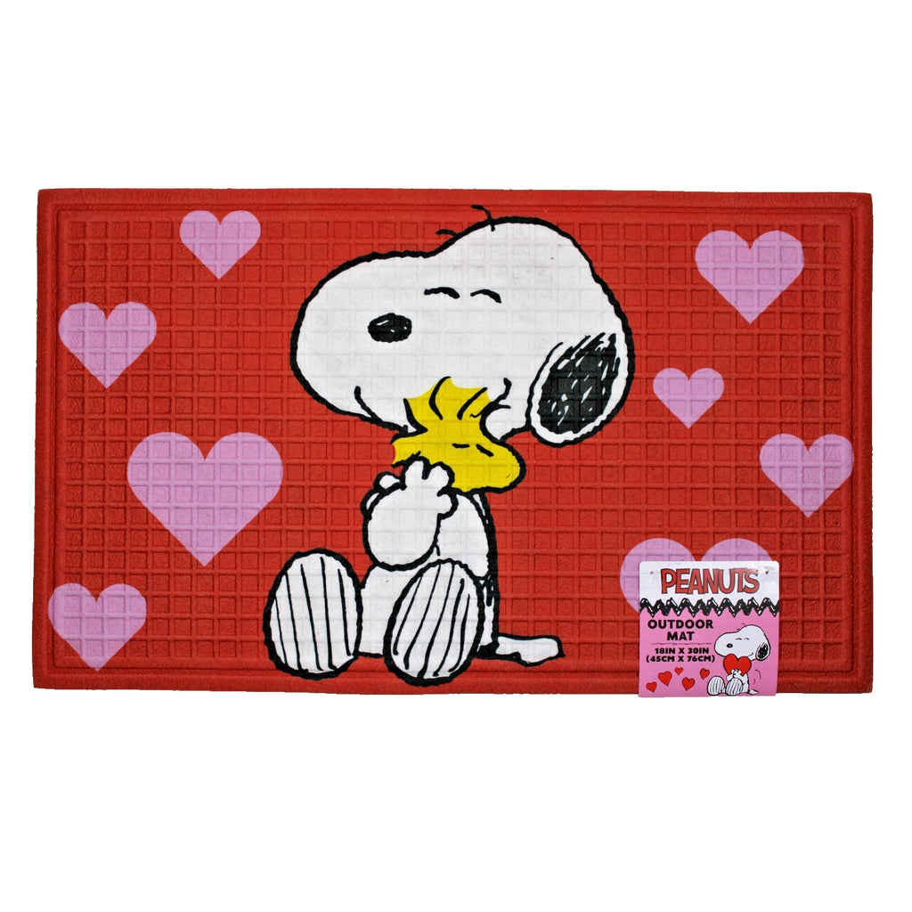 Peanuts Snoopy - Woodstock Valentines Rubber Outdoor Mat 18”X 30” Hug