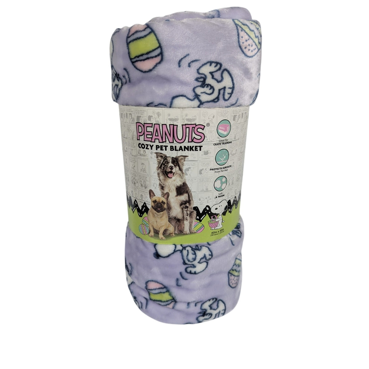 PEANUTS Cozy Sherpa Blanket for Pets - Snoopy, Easter Eggs, Bone, 40” X 50” NEW