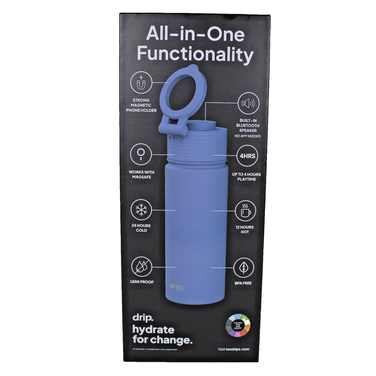 Drip All In One Bluetooth Speaker & Magnetic Holder 17oz. Magsafe Bottle -Blue