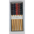 SOHO LOFT Set of 5 Durable Bamboo ChopSticks. White flower design. 5 colors