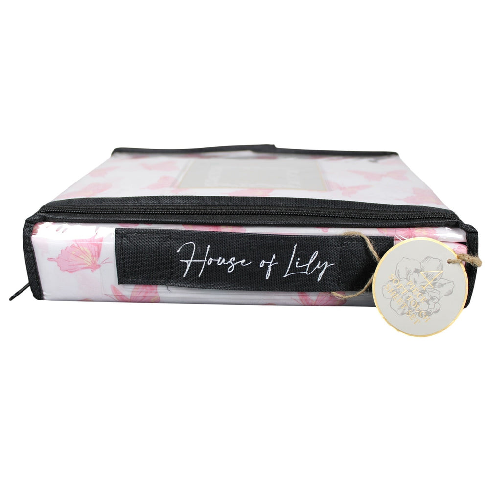 House Of Lily ~ Twin 4 Pc. Sheet Set - With Pink Butterflies 100% Polyester