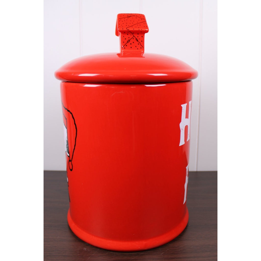 Bell Ringing Santa Snoopy Christmas Cookie Jar / Dog Treat Canister