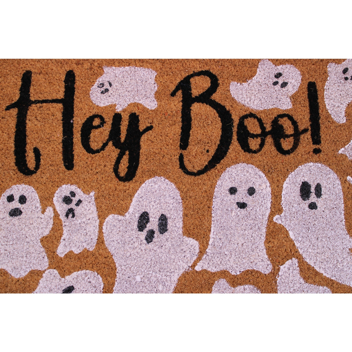 Halloween Ghosts Natural Coir Doormat Non-Slip "HEY BOO"  20x32in - NEW