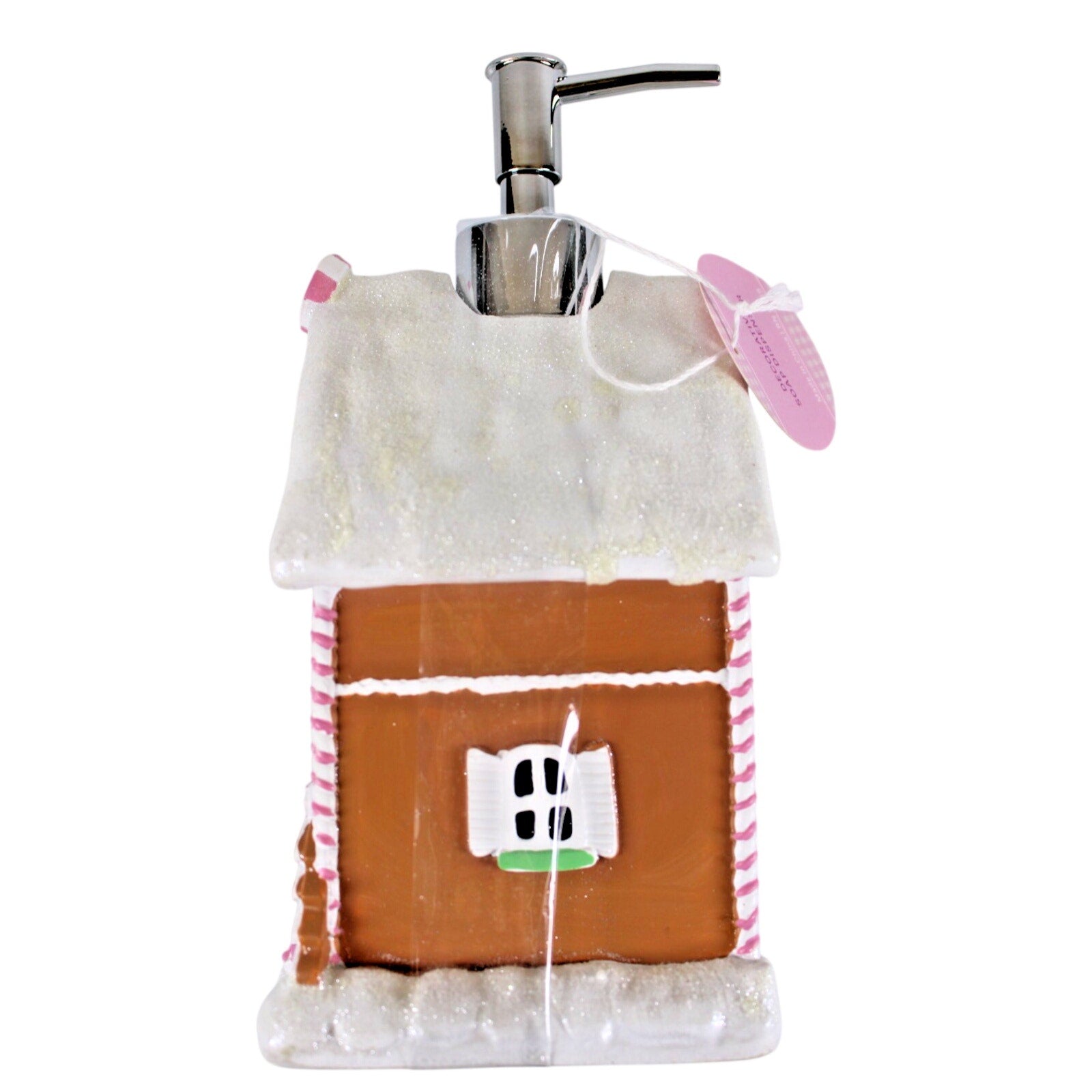 Large Glittery Gingerbread Cookie House Christmas Soap Lotion Dispenser New