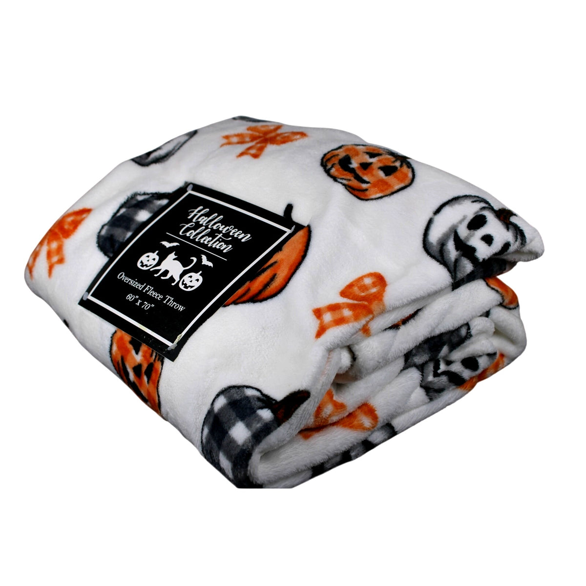 Halloween Collection Oversized Fleece Pumpkins & Bows Throw - 60"x70"