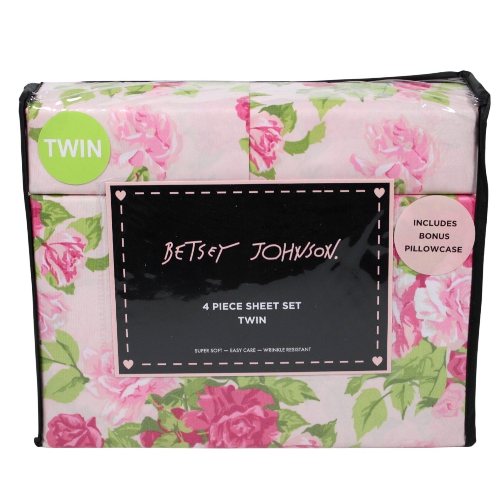 Betsey Johnson 4 Piece Twin Sheet Set Bouquet Floral Pink