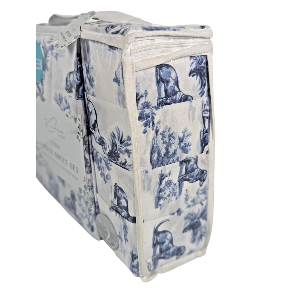 KINDRED HOME 6 pc Dogs, Floral design Queen Sheet Set 2 EX Pillowcases