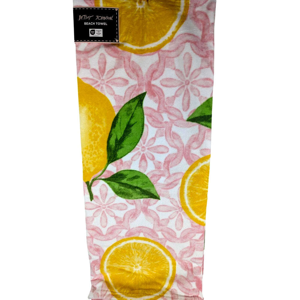 Betsey Johnson Beach Towel 36"x68" Lemons, 100% Cotton