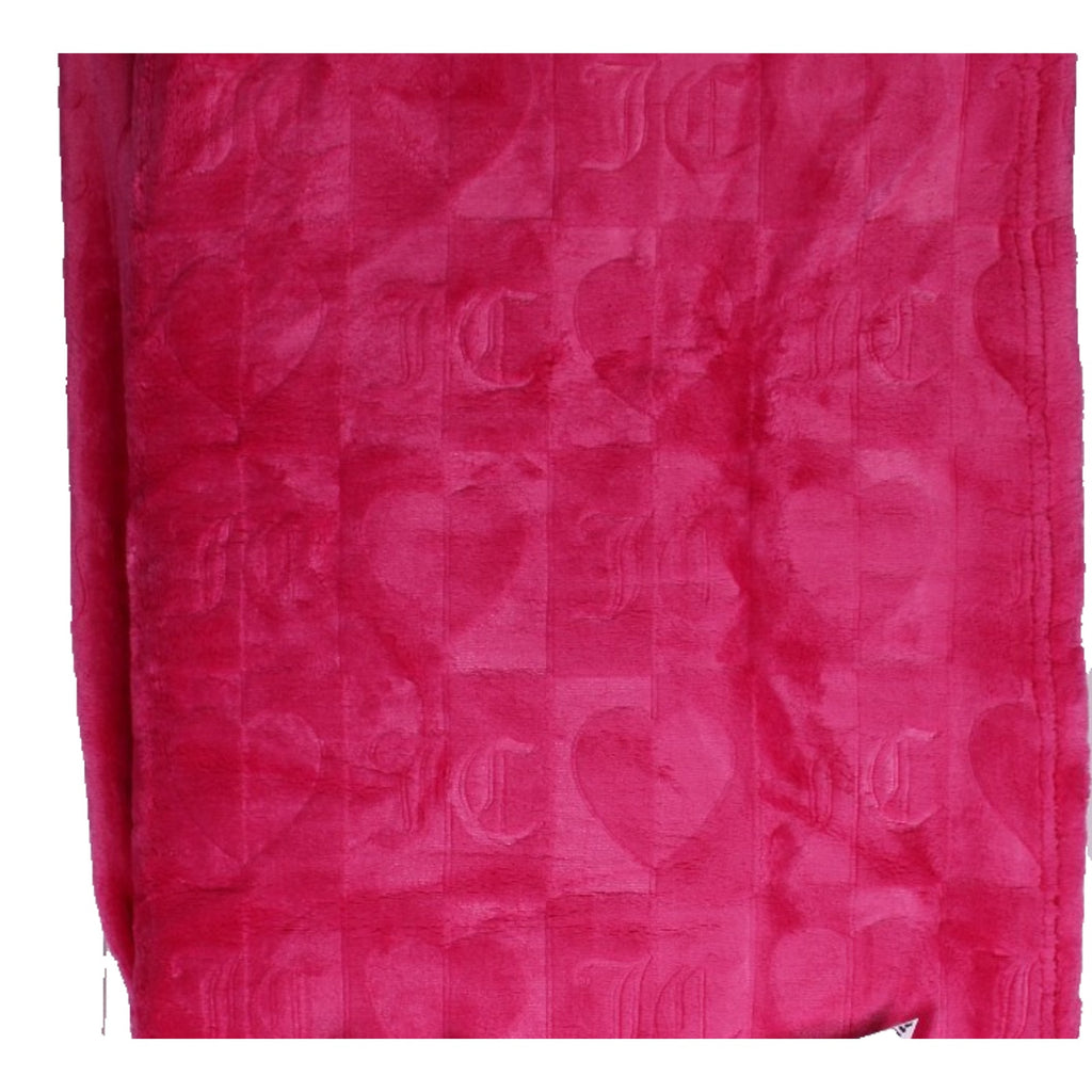 Juicy Couture 60" x 70" Pink Plush Throw Blanket Cozy Chic Hearts & JC embossed