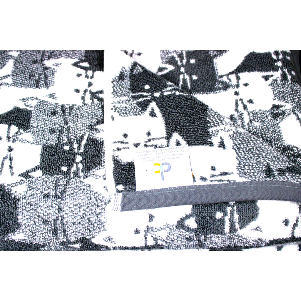Deborah Connolly Cats Bath Towel Set 4pc Towel Bath Set White Black Grey, SOFT