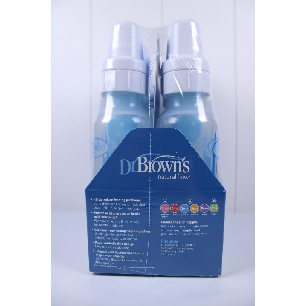 Dr Brown's Natural Flow 6-Pack Narrow - 8oz, Blue