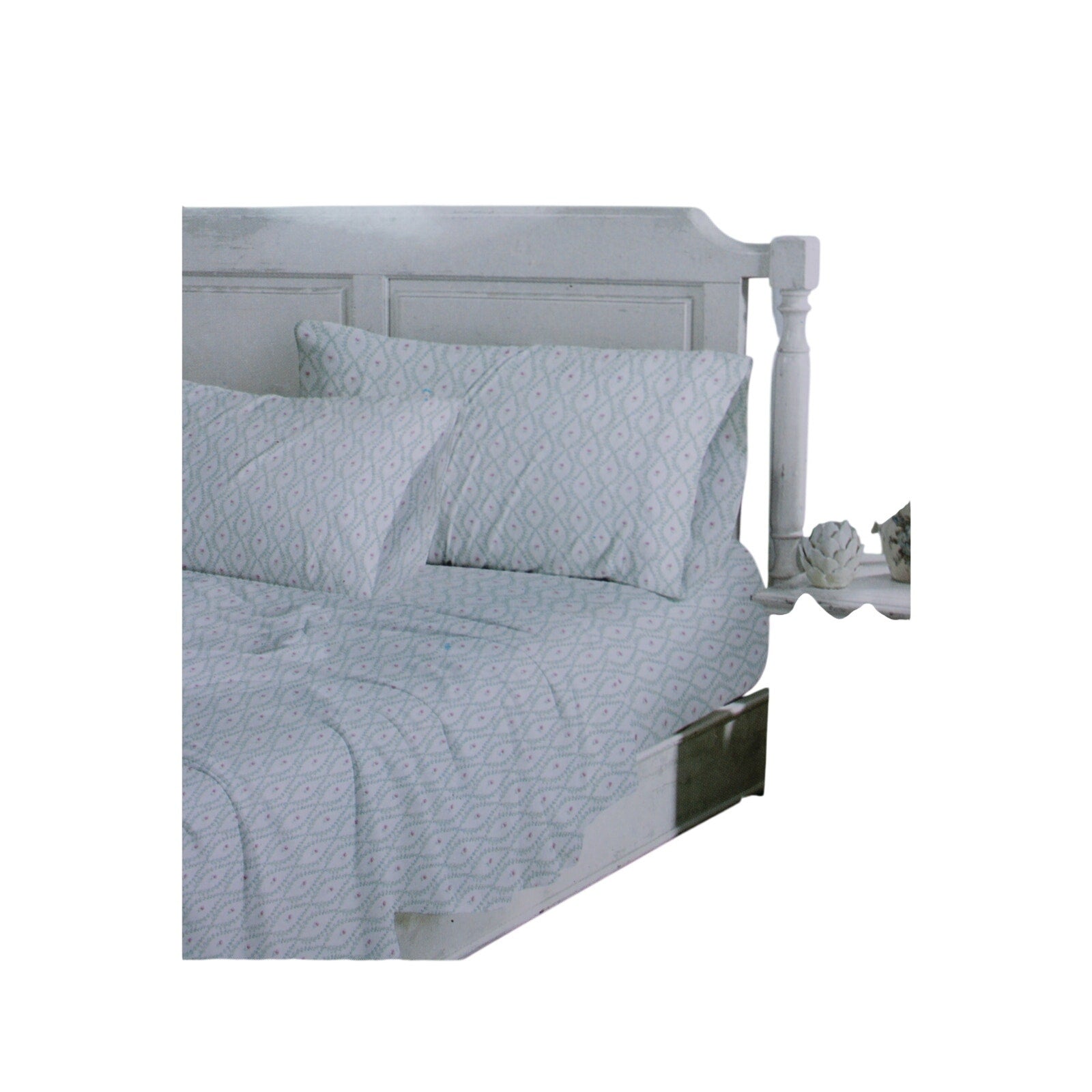 The Farmhouse Rachel Ashwell KING Sheet Set Green Floral Cotton Shabby Chic 4pcs