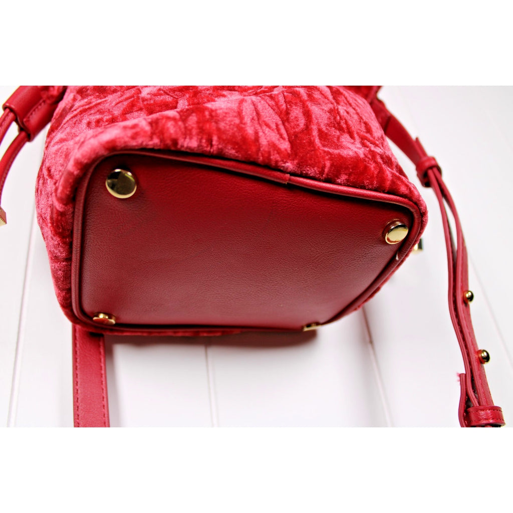 INC International Concepts Meliss velvety bucket crossbody bag - RED PEPPER