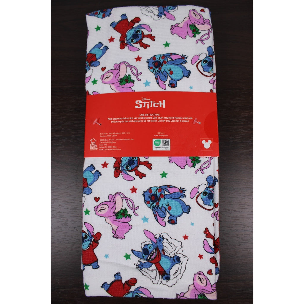 Disney Stitch & Angel Cotton Kitchen Towels – Set of 3 – Christmas Holid fun day